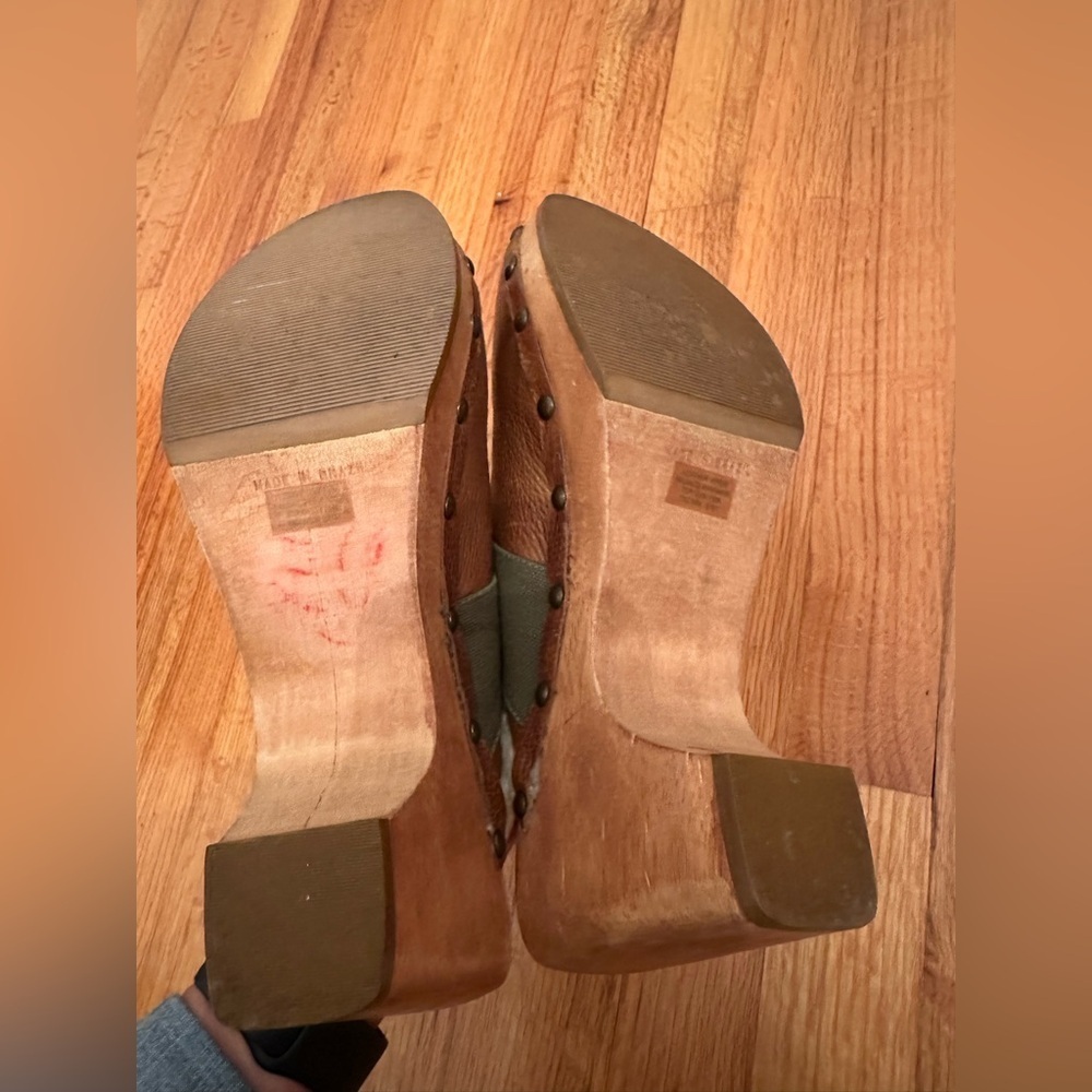 Dr. Scholl’s Leather Mules Clogs With Fur Trim Very Stylish Size 10M Top Gun - Picture 10 of 12